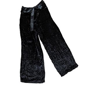 Vintage palazzo wide leg velvet textured elastic waist pull on pants siz…